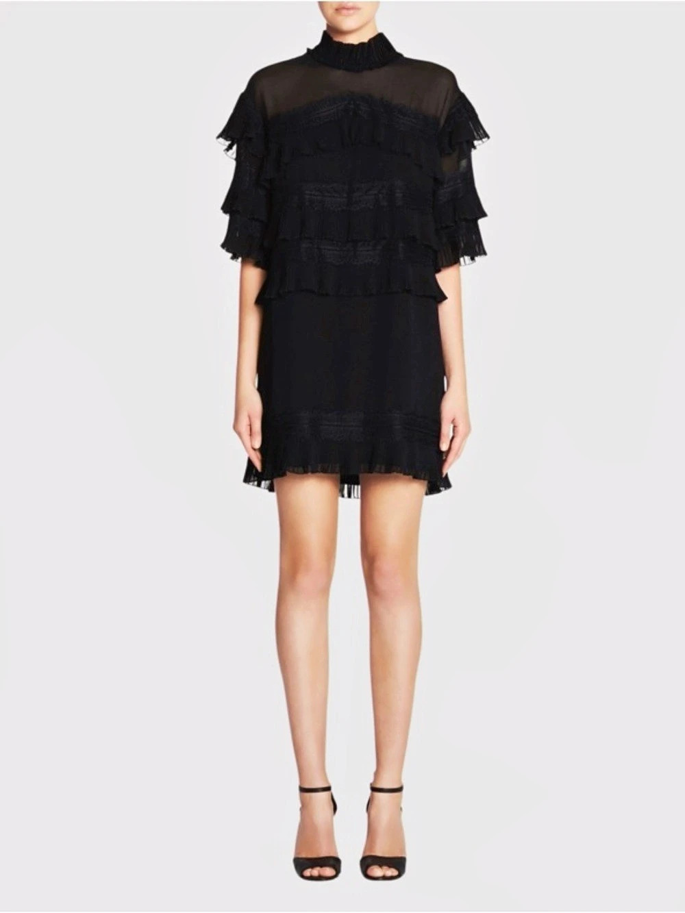IRO Piana Dress Black Ruffle Mini Dress Like New